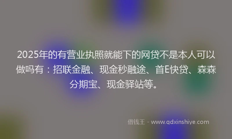 2025年的有营业执照就能下的网贷不是本人可以做吗有：招联金融、现金秒融途、首E快贷、森森分期宝、现金驿站等。