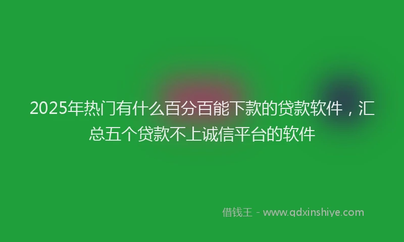 2025年热门有什么百分百能下款的贷款软件，汇总五个贷款不上诚信平台的软件