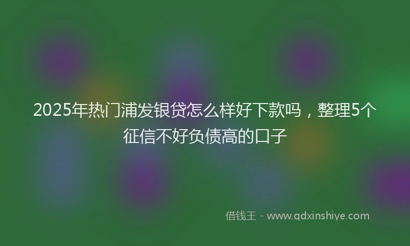 2025年热门浦发银贷怎么样好下款吗，整理5个征信不好负债高的口子