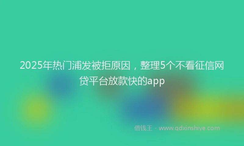 2025年热门浦发被拒原因，整理5个不看征信网贷平台放款快的app
