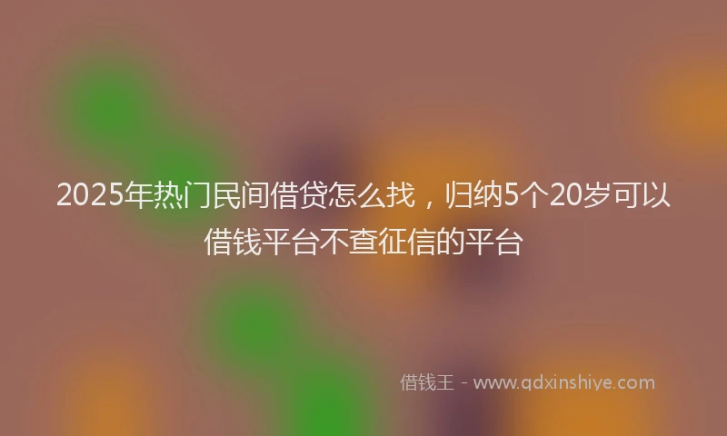 2025年热门民间借贷怎么找，归纳5个20岁可以借钱平台不查征信的平台