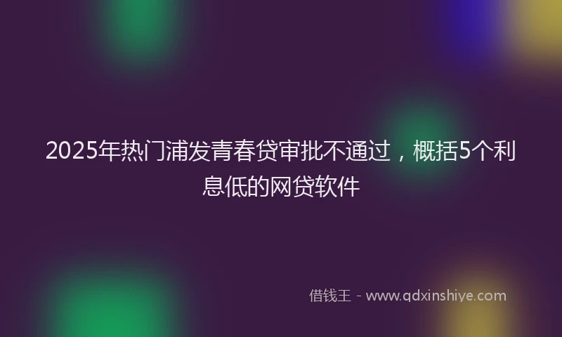 2025年热门浦发青春贷审批不通过，概括5个利息低的网贷软件