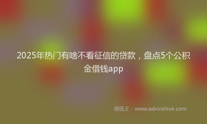 2025年热门有啥不看征信的贷款，盘点5个公积金借钱app