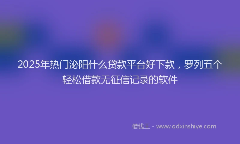 2025年热门泌阳什么贷款平台好下款，罗列五个轻松借款无征信记录的软件