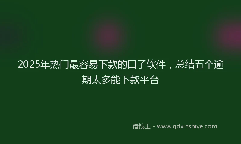 2025年热门最容易下款的口子软件，总结五个逾期太多能下款平台