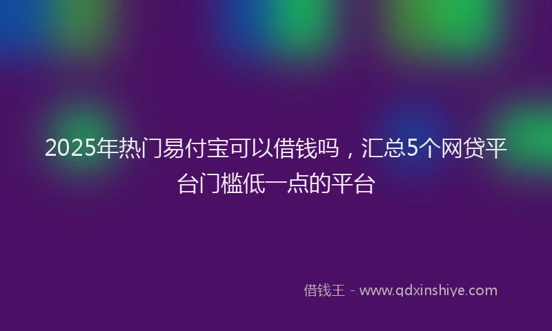 2025年热门易付宝可以借钱吗，汇总5个网贷平台门槛低一点的平台
