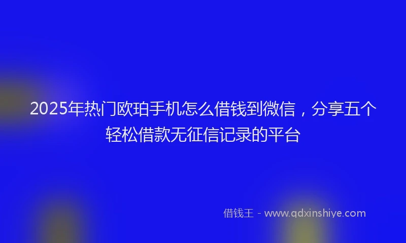 2025年热门欧珀手机怎么借钱到微信，分享五个轻松借款无征信记录的平台