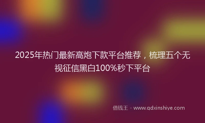 2025年热门最新高炮下款平台推荐，梳理五个无视征信黑白100%秒下平台