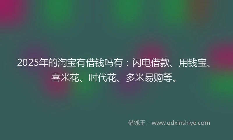2025年的淘宝有借钱吗有：闪电借款、用钱宝、喜米花、时代花、多米易购等。