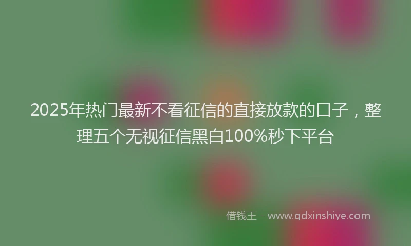 2025年热门最新不看征信的直接放款的口子，整理五个无视征信黑白100%秒下平台