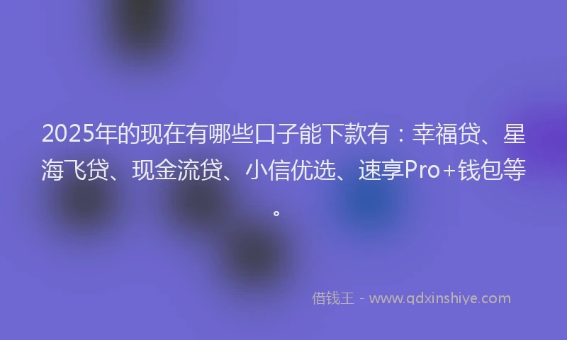 2025年的现在有哪些口子能下款有：幸福贷、星海飞贷、现金流贷、小信优选、速享Pro+钱包等。