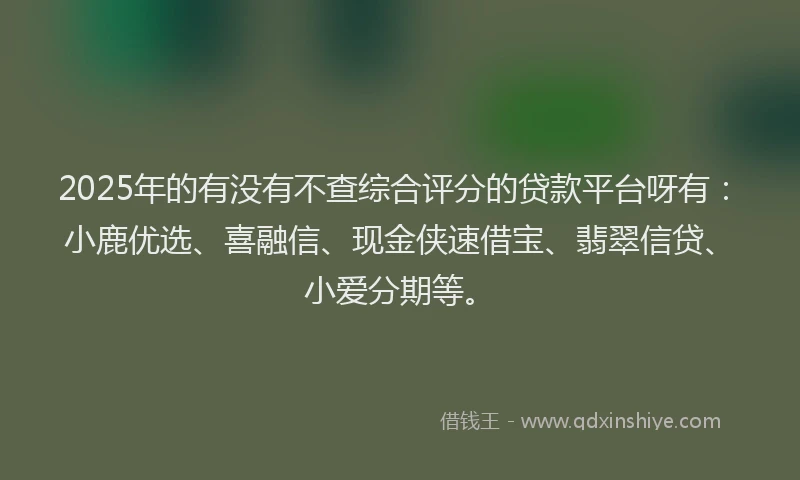 2025年的有没有不查综合评分的贷款平台呀有：小鹿优选、喜融信、现金侠速借宝、翡翠信贷、小爱分期等。