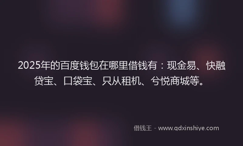 2025年的百度钱包在哪里借钱有：现金易、快融贷宝、口袋宝、只从租机、兮悦商城等。