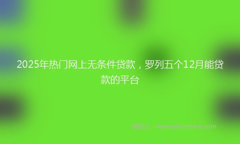 2025年热门网上无条件贷款，罗列五个12月能贷款的平台