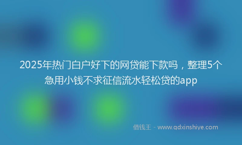 2025年热门白户好下的网贷能下款吗，整理5个急用小钱不求征信流水轻松贷的app
