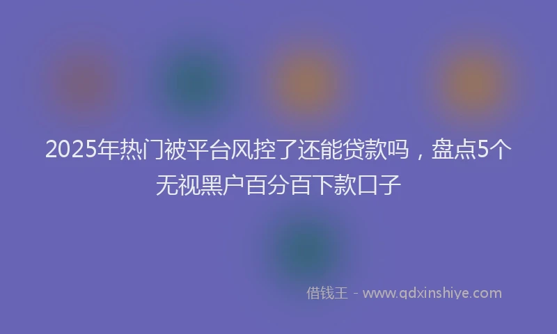 2025年热门被平台风控了还能贷款吗，盘点5个无视黑户百分百下款口子