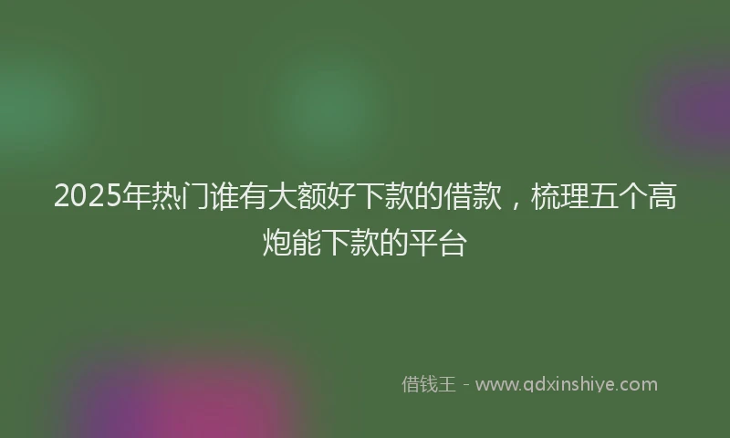 2025年热门谁有大额好下款的借款，梳理五个高炮能下款的平台