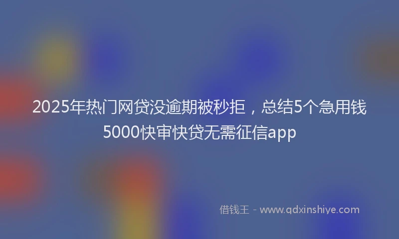 2025年热门网贷没逾期被秒拒，总结5个急用钱5000快审快贷无需征信app