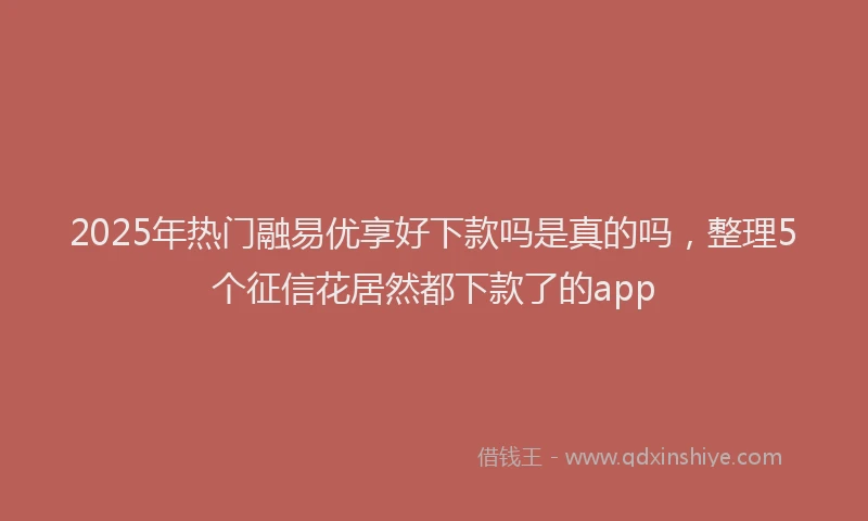 2025年热门融易优享好下款吗是真的吗，整理5个征信花居然都下款了的app