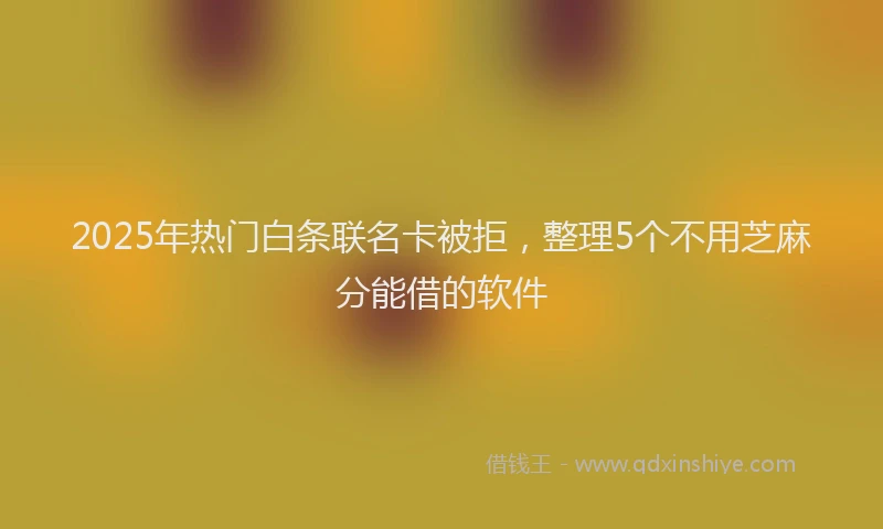 2025年热门白条联名卡被拒，整理5个不用芝麻分能借的软件