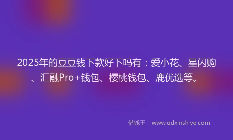 2025年的豆豆钱下款好下吗有：爱小花、星闪购、汇融Pro+钱包、樱桃钱包、鹿优选等。