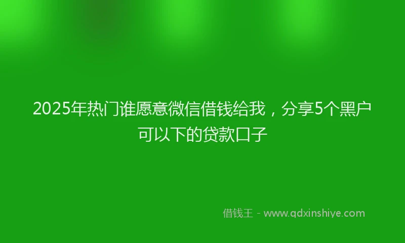 2025年热门谁愿意微信借钱给我，分享5个黑户可以下的贷款口子