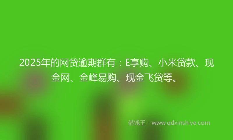 2025年的网贷逾期群有：E享购、小米贷款、现金网、金峰易购、现金飞贷等。