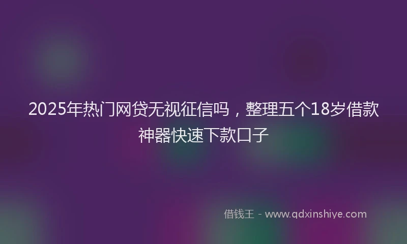 2025年热门网贷无视征信吗，整理五个18岁借款神器快速下款口子
