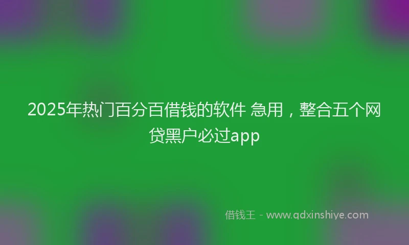 2025年热门百分百借钱的软件 急用，整合五个网贷黑户必过app