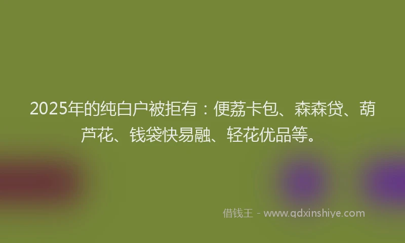 2025年的纯白户被拒有：便荔卡包、森森贷、葫芦花、钱袋快易融、轻花优品等。