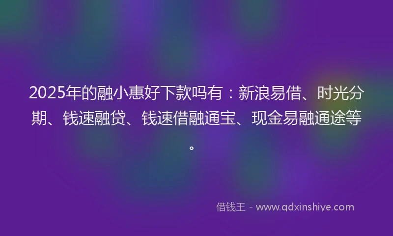 2025年的融小惠好下款吗有：新浪易借、时光分期、钱速融贷、钱速借融通宝、现金易融通途等。
