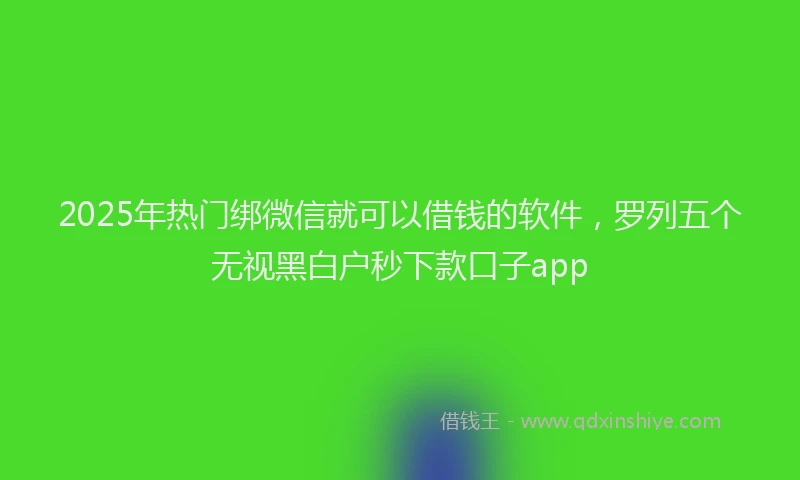 2025年热门绑微信就可以借钱的软件，罗列五个无视黑白户秒下款口子app