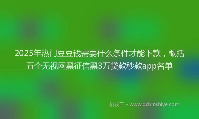 2025年热门豆豆钱需要什么条件才能下款，概括五个无视网黑征信黑3万贷款秒款app名单