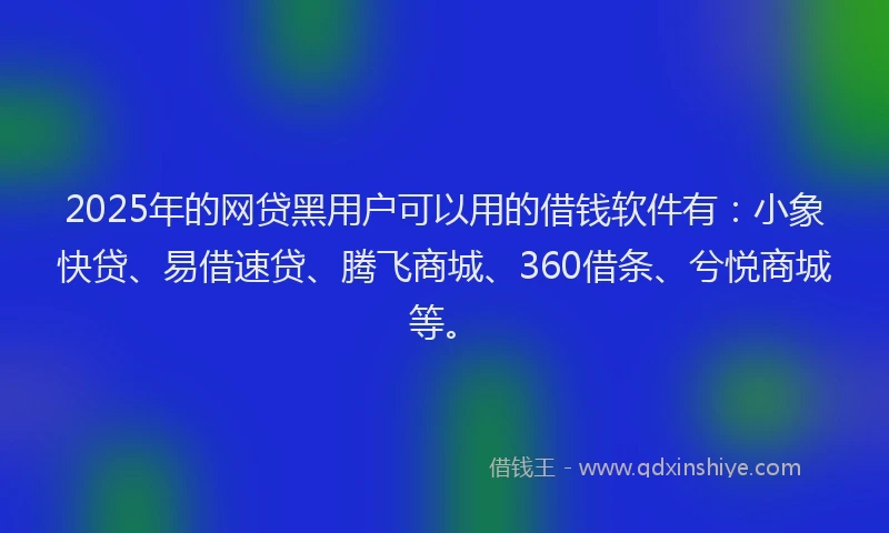 2025年的网贷黑用户可以用的借钱软件有：小象快贷、易借速贷、腾飞商城、360借条、兮悦商城等。