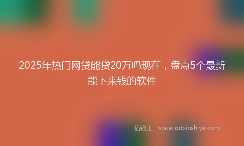2025年热门网贷能贷20万吗现在，盘点5个最新能下来钱的软件