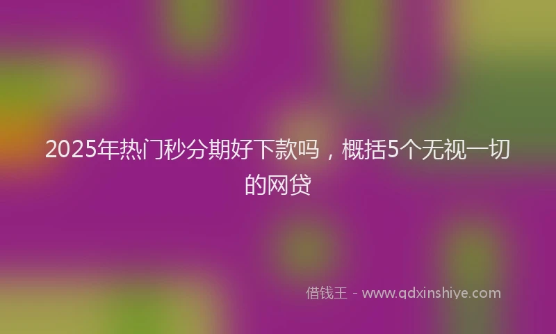 2025年热门秒分期好下款吗，概括5个无视一切的网贷