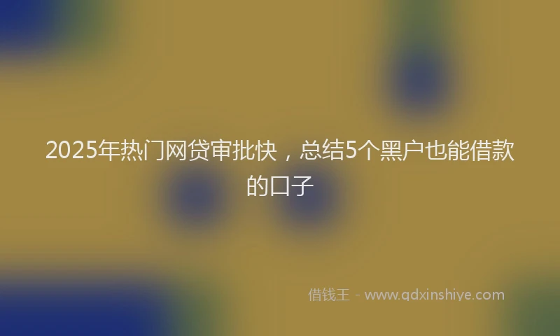 2025年热门网贷审批快，总结5个黑户也能借款的口子