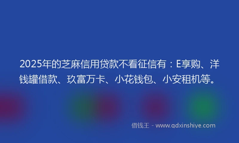 2025年的芝麻信用贷款不看征信有：E享购、洋钱罐借款、玖富万卡、小花钱包、小安租机等。