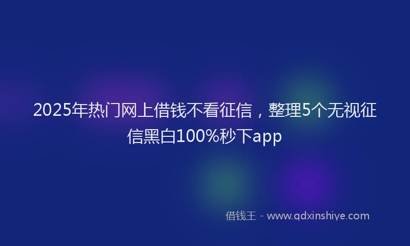 2025年热门网上借钱不看征信，整理5个无视征信黑白100%秒下app