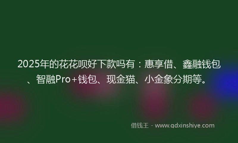 2025年的花花呗好下款吗有：惠享借、鑫融钱包、智融Pro+钱包、现金猫、小金象分期等。