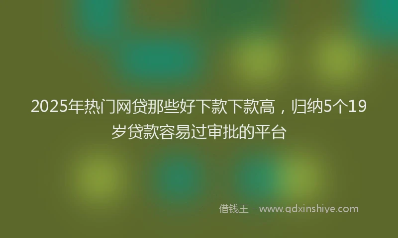 2025年热门网贷那些好下款下款高，归纳5个19岁贷款容易过审批的平台
