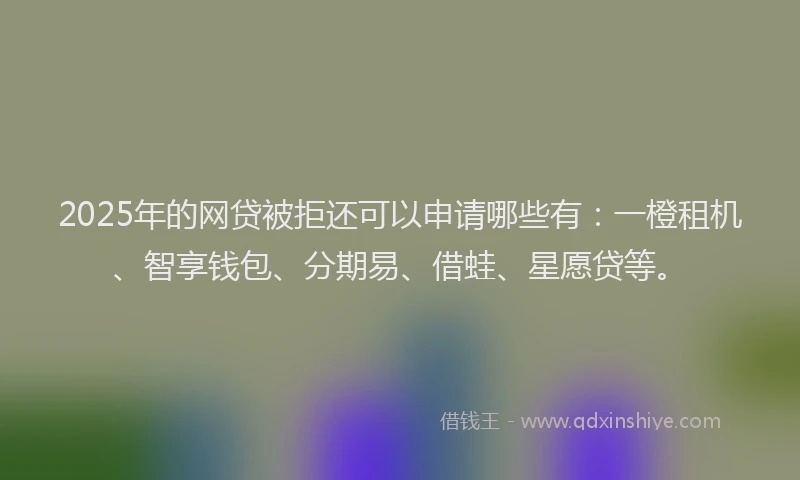 2025年的网贷被拒还可以申请哪些有：一橙租机、智享钱包、分期易、借蛙、星愿贷等。