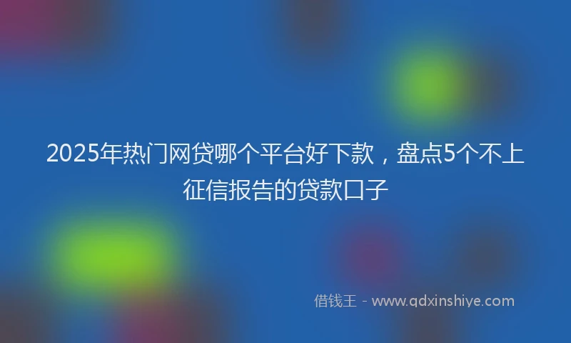 2025年热门网贷哪个平台好下款，盘点5个不上征信报告的贷款口子