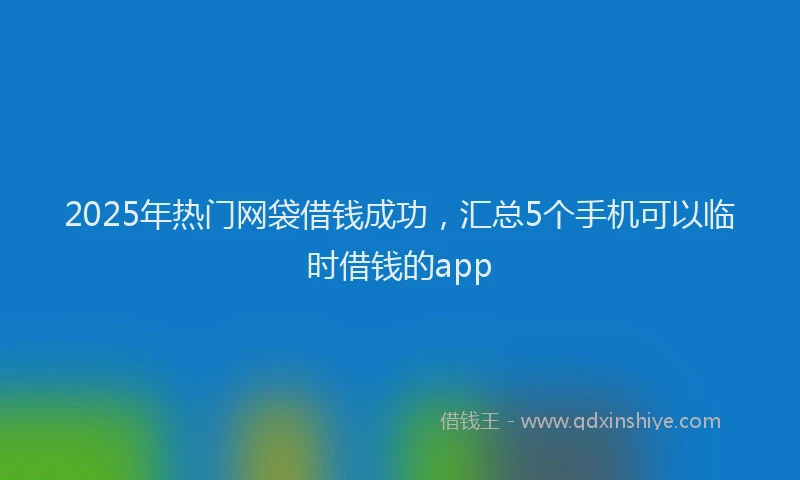 2025年热门网袋借钱成功，汇总5个手机可以临时借钱的app