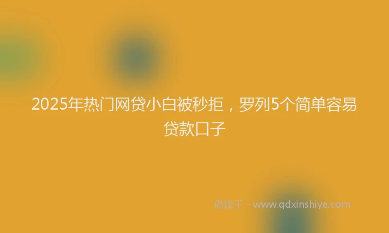 2025年热门网贷小白被秒拒，罗列5个简单容易贷款口子