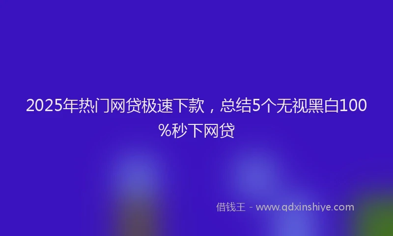 2025年热门网贷极速下款，总结5个无视黑白100%秒下网贷