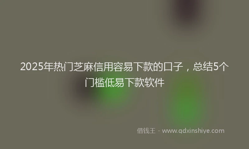 2025年热门芝麻信用容易下款的口子，总结5个门槛低易下款软件