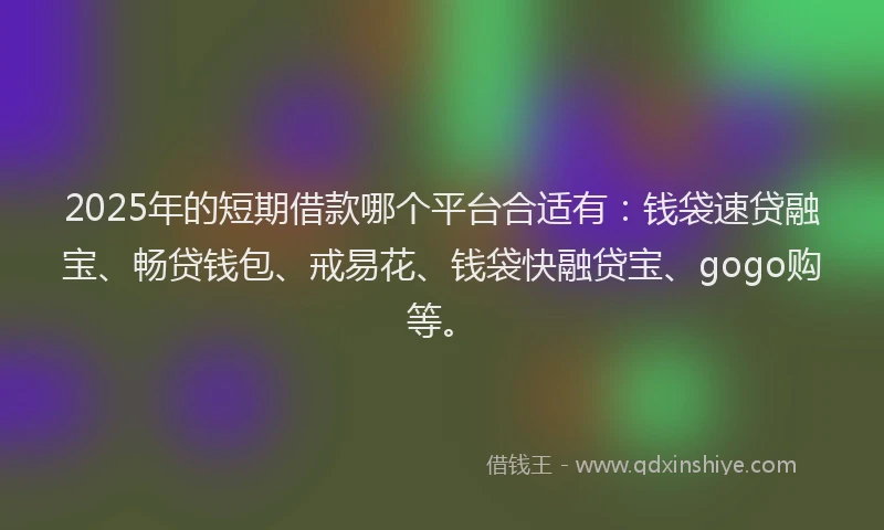 2025年的短期借款哪个平台合适有：钱袋速贷融宝、畅贷钱包、戒易花、钱袋快融贷宝、gogo购等。