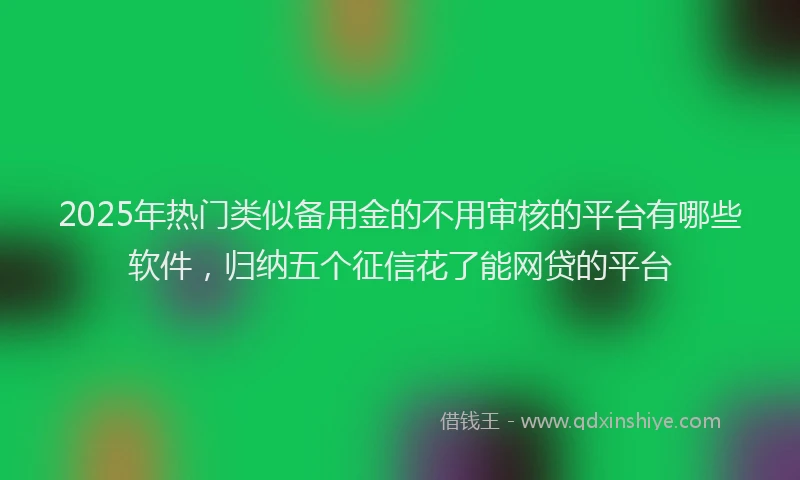 2025年热门类似备用金的不用审核的平台有哪些软件，归纳五个征信花了能网贷的平台