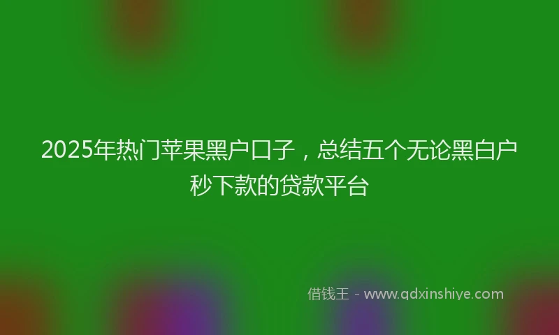 2025年热门苹果黑户口子，总结五个无论黑白户秒下款的贷款平台